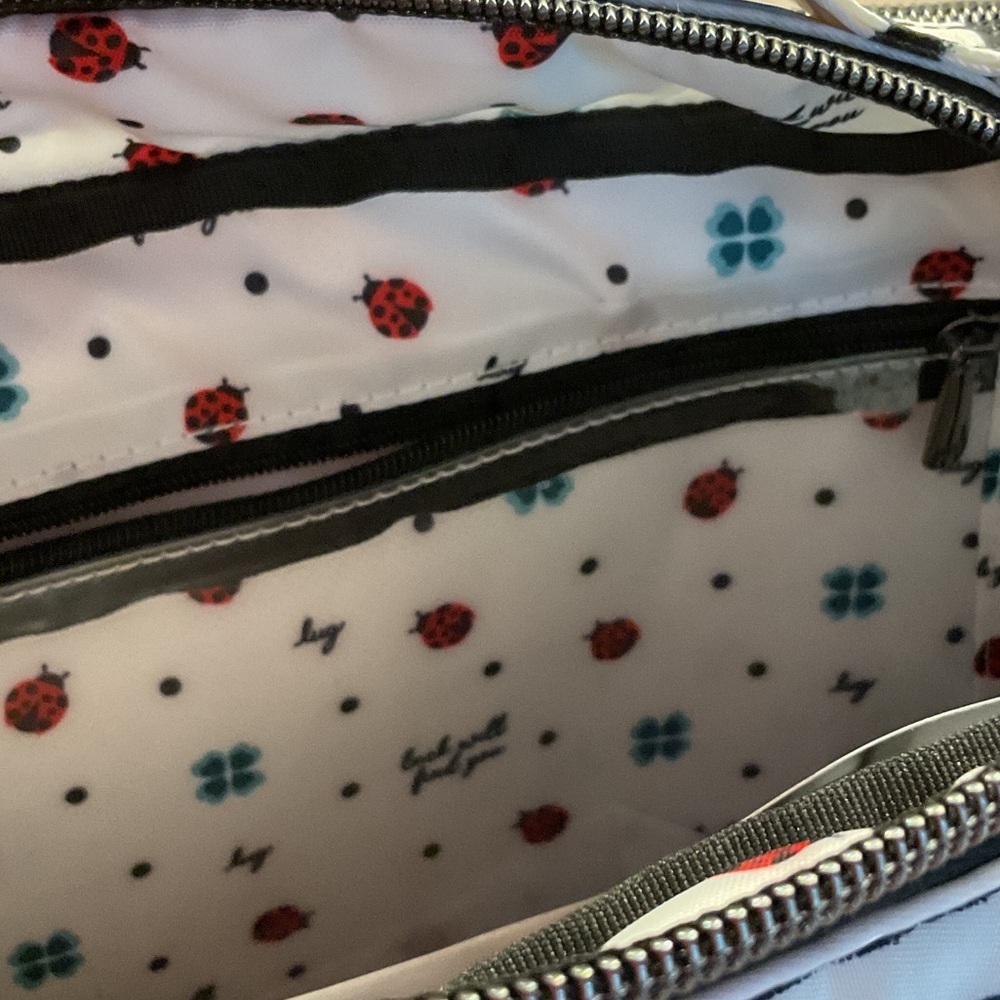 Lug Black and White Striped Crossbody with Ladybug Design - Picture 7 of 10